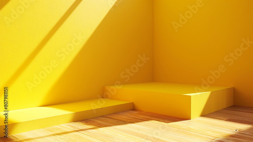 empty yellow corner room for product presentation