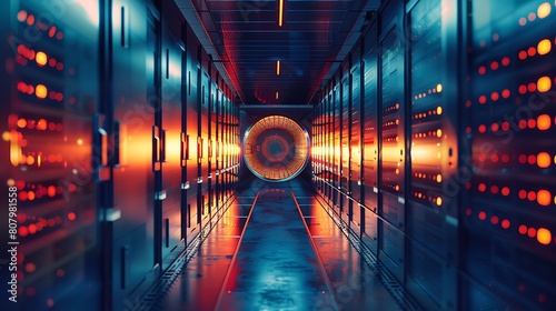 Explore the hidden depths of a virtual vault, where rows of encrypted data stretch into infinity, safeguarding the secrets of the digital realm photo