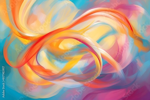 abstract colored veils intertwining with each other. Colorful wavy floral texture, liquid silk fire waves background. 3D special effect flowing abstract fantasy wavy background. Ai generated