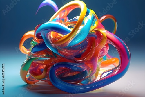  Abstract holographic melted shape. Liquid metal form isolated. Iridescent wavy chrome substance. Ai generated