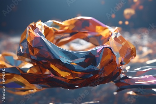  Abstract holographic melted shape. Liquid metal form isolated. Iridescent wavy chrome substance. Ai generated