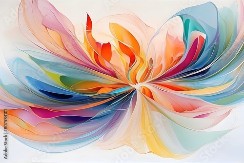 abstract colored veils intertwining with each other. Colorful wavy floral texture, liquid silk fire waves background. 3D special effect flowing abstract fantasy wavy background. Ai generated