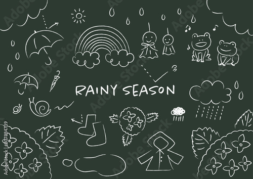 手描きのシンプルな梅雨のイラスト