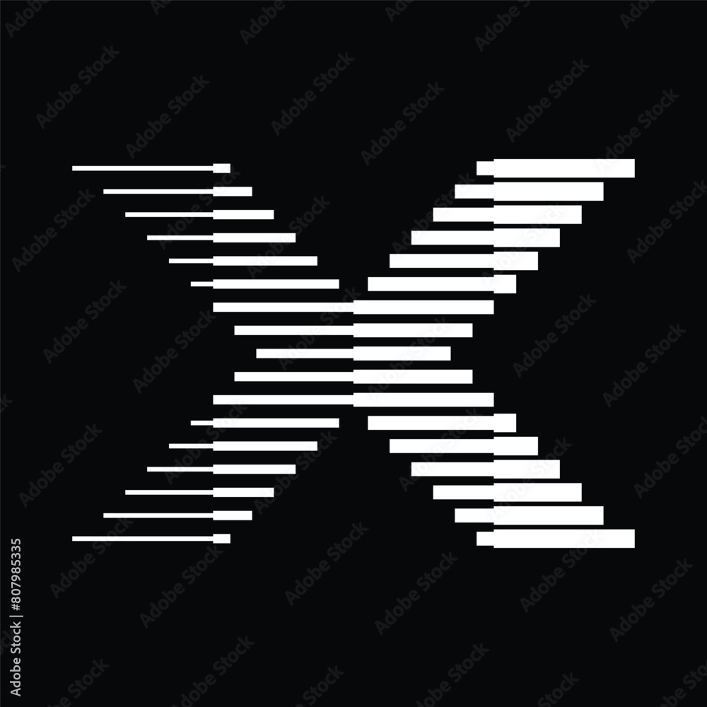 Fototapeta premium Letter X logo with abstract geometric horizontal lines