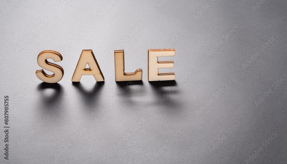 Obraz premium The word SALE on pure black background, copy space on a side