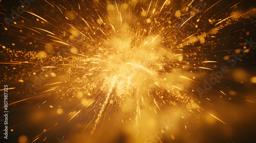 Digital yellow gold exploding firework illustration abstract graphic poster web page PPT background