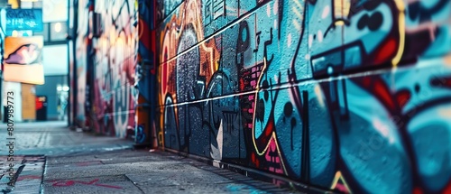 graffiti wall on streetside along the alley  Generative Ai