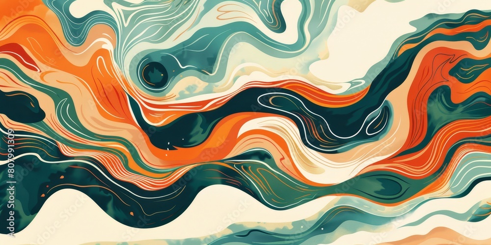 A colorful abstract painting with a blue and green swirl. The painting has a lot of different colors and looks like it's made up of different brush strokes. The mood of the painting is very lively A colorful abstract painting with a blue and green swirl. The painting has a lot of different colors and looks like it's made up of different brush strokes. The mood of the painting is very lively