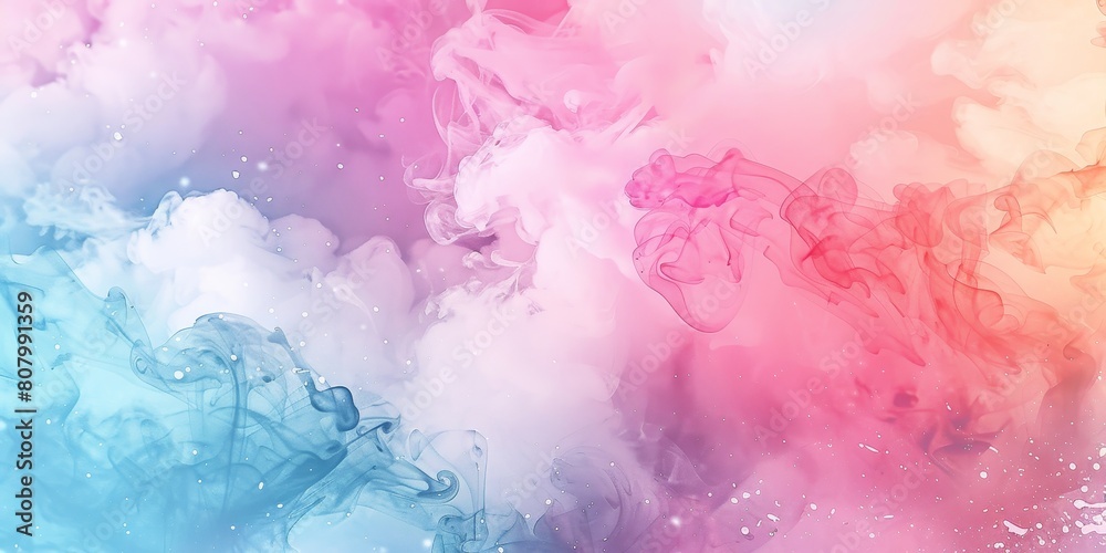 A colorful background with a pink and blue cloud. The background is filled with a variety of colors, including pink, blue, and yellow. The image has a dreamy, whimsical feel to it