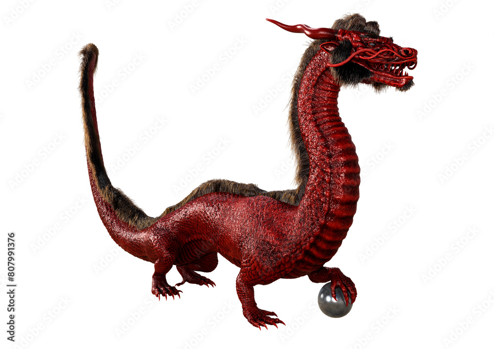 Obraz premium 3D Rendering Eastern Dragon on White