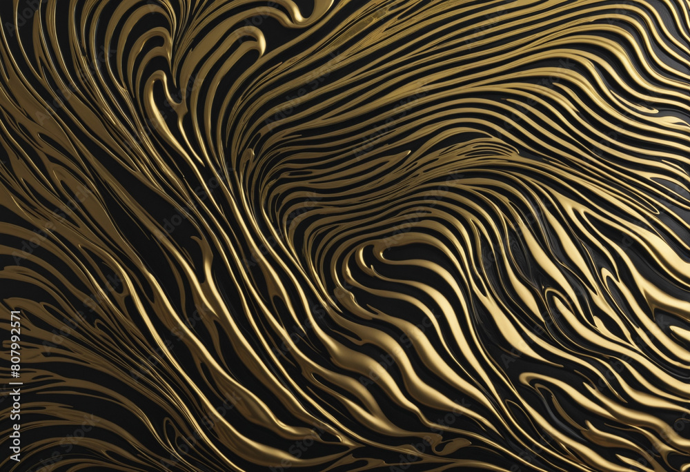 Golden and Black Wave Pattern Decorative Wallpaper with Elegant Arabesque Design Golden and Black Wave Pattern Decorative Wallpaper with Elegant Arabesque Design