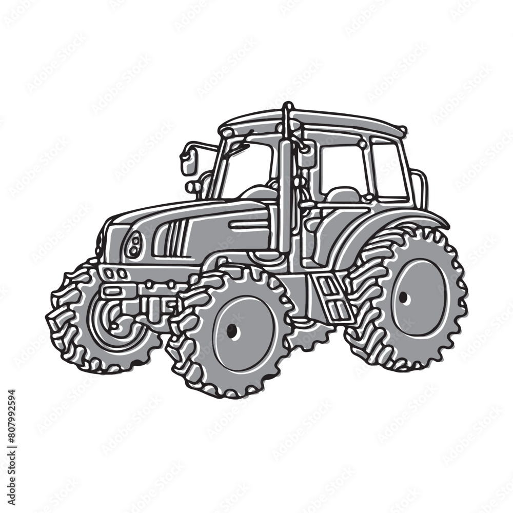 Obraz premium Illustration of agricultural tractor for cultivation and harvesting