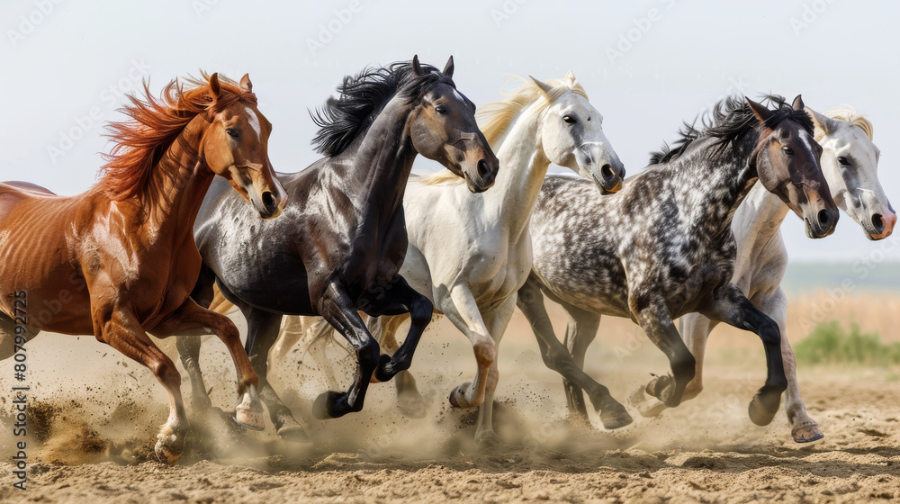 Obraz premium Horses in full gallop a symphony of strength and grace