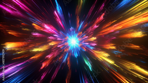 A colorful line of light is displayed on a black background