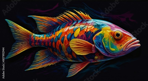  colorful fish with a black background