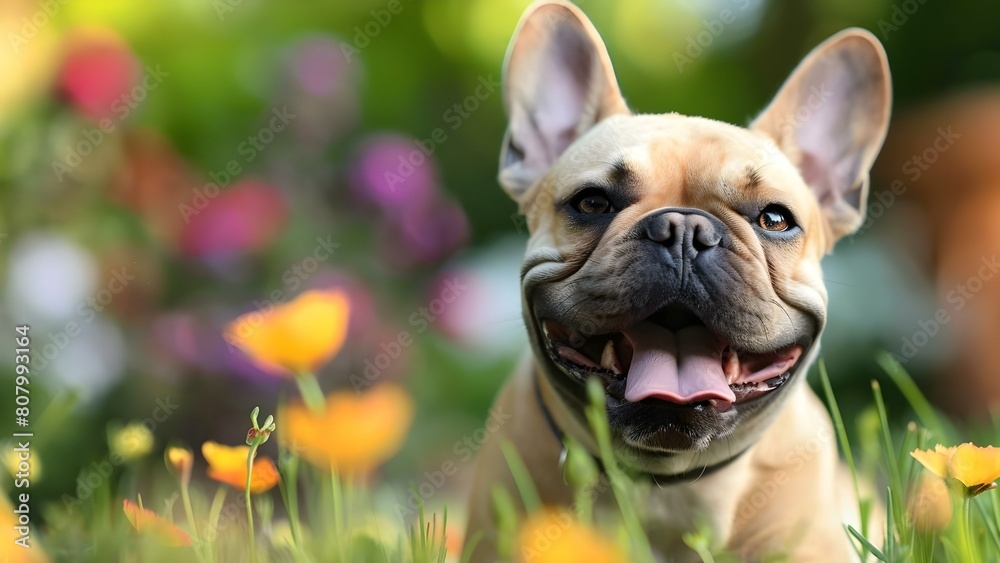 French Bulldog joyfully embracing outdoor fun with carefree energy and positive vibes. Concept French Bulldog, Outdoor Fun, Carefree Energy, Positive Vibes, Joyful Embrace