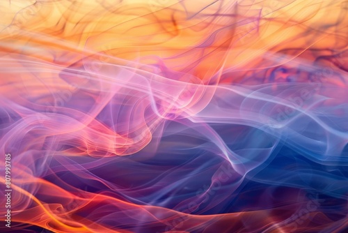 Layered smoke in a spectrum of sunset colors flowing across a canvas  creating a vibrant and captivating abstract background