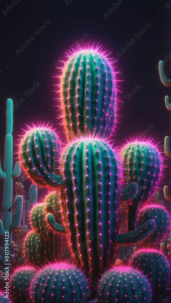 Cinco De Mayo Mexican Holiday, Neon cactus background Cinco De Mayo Mexican Holiday, Neon cactus background