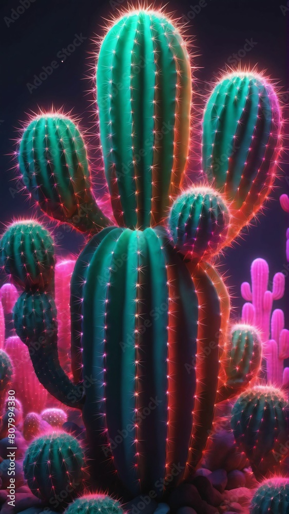 Cinco De Mayo Mexican Holiday, Neon cactus background Cinco De Mayo Mexican Holiday, Neon cactus background