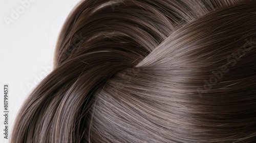 A close up of brown hair styled in a twist.