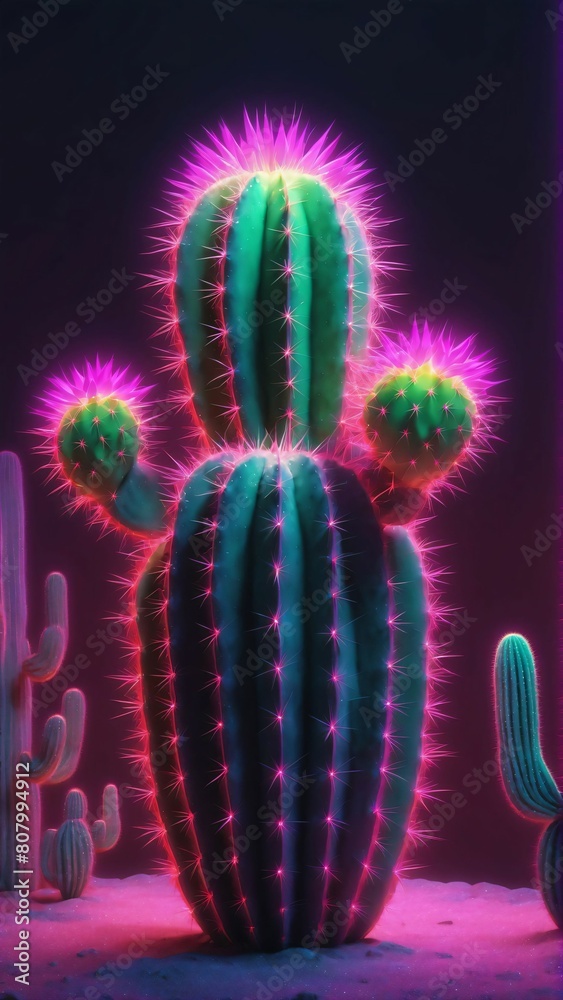 Cinco De Mayo Mexican Holiday, Neon cactus background Cinco De Mayo Mexican Holiday, Neon cactus background