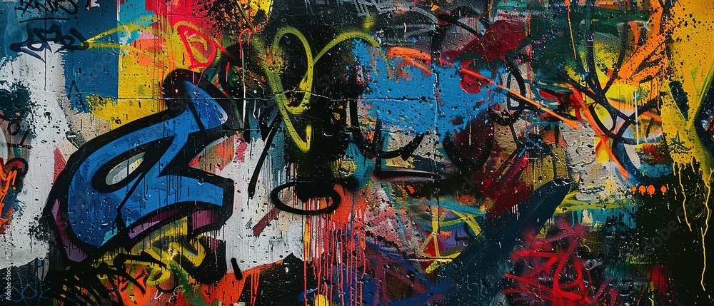 Naklejka premium grungy artistic messy graffiti wall abstract background, Generative Ai