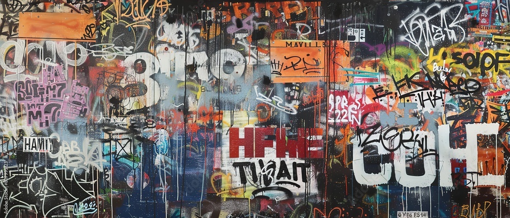 Fototapeta premium grungy artistic messy graffiti wall abstract background, Generative Ai