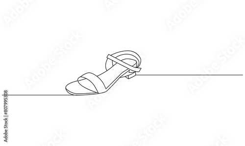 Vector continuous one simple single abstract line drawing of women casual shoe isolated on white background
