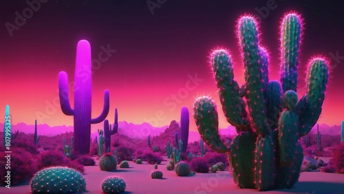 Cinco De Mayo Neon Cactus Background
