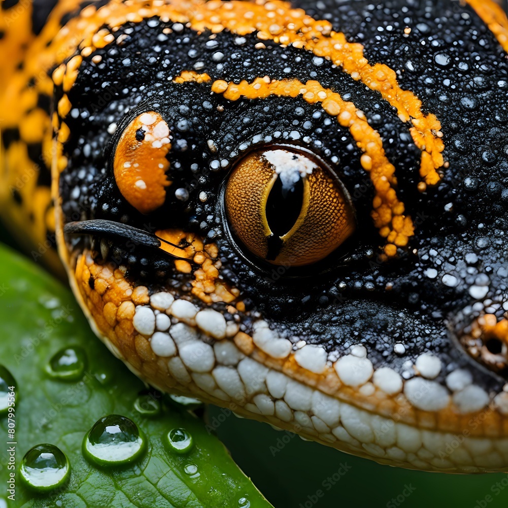 Fototapeta premium Gecko Amidst Droplets 
