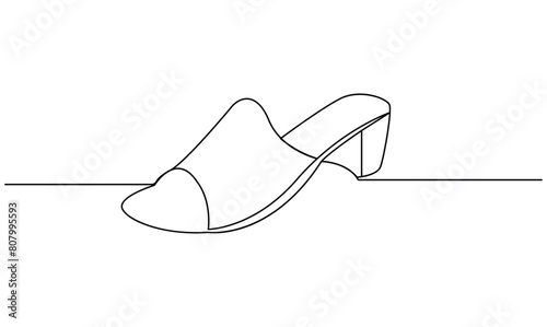 Vector continuous one simple single abstract line drawing of women casual shoe isolated on white background
