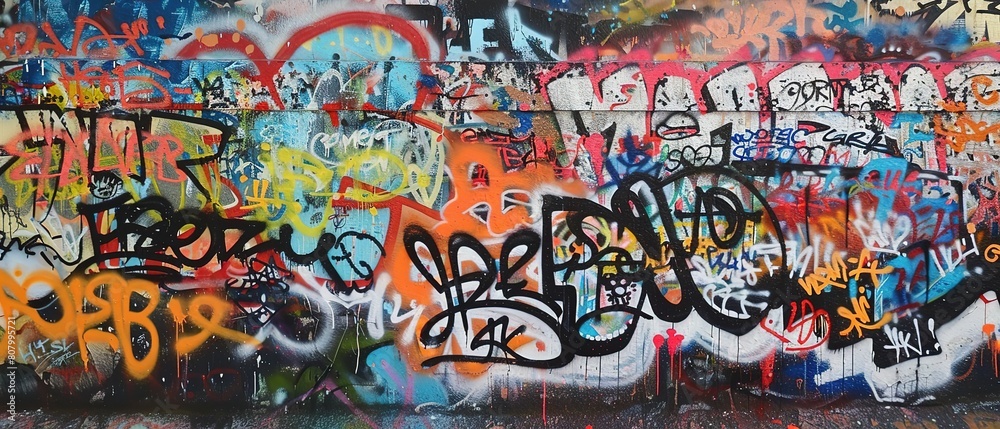 Obraz premium grungy artistic messy graffiti wall abstract background, Generative Ai