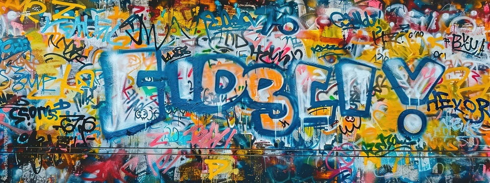 Fototapeta premium grungy artistic messy graffiti wall abstract background, Generative Ai