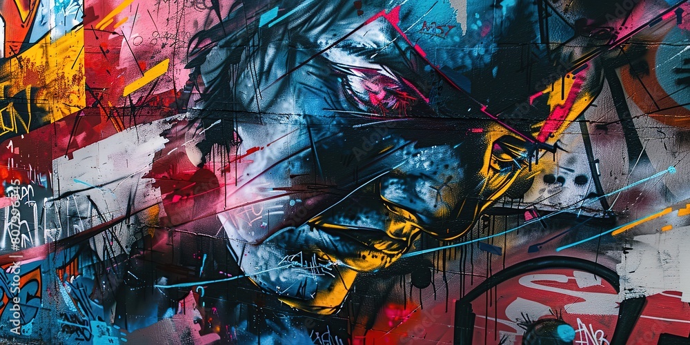 Fototapeta premium grungy artistic messy graffiti wall abstract background, Generative Ai