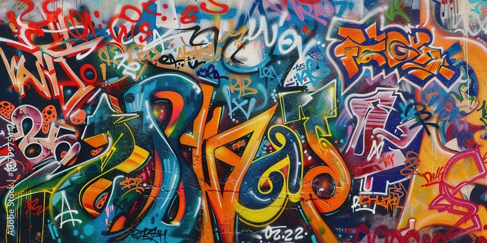 Fototapeta premium grungy artistic messy graffiti wall abstract background, Generative Ai