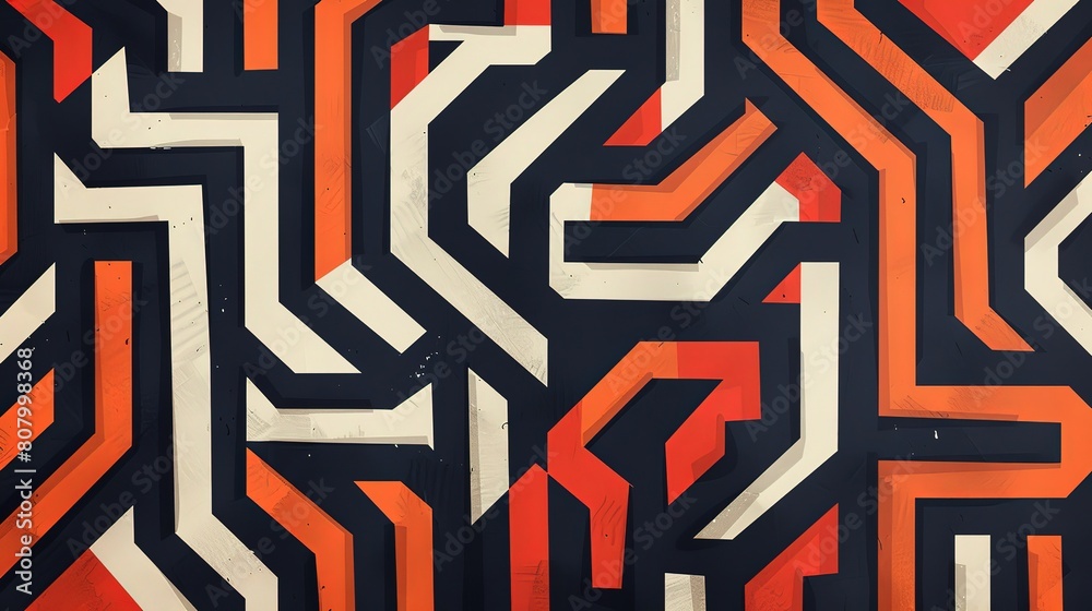 black white red complex line pattern maze style with grungy texture, creative banner background , Generative Ai black white red complex line pattern maze style with grungy texture, creative banner background , Generative Ai