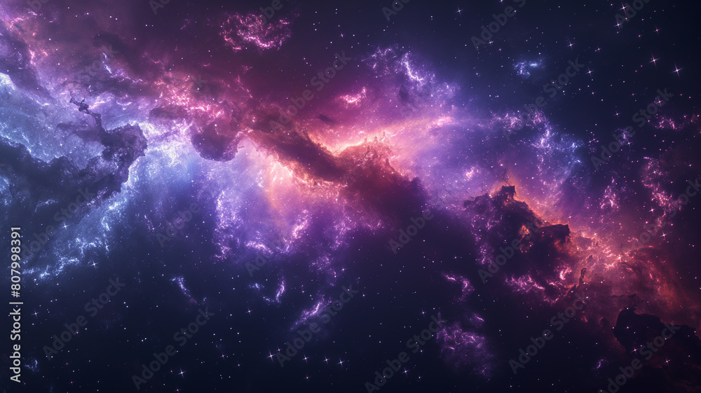 A starry sky with a bright orange cloud in the middle A starry sky with a bright orange cloud in the middle