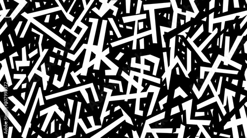black white complex line pattern maze style  with grungy texture   creative banner background   Generative Ai