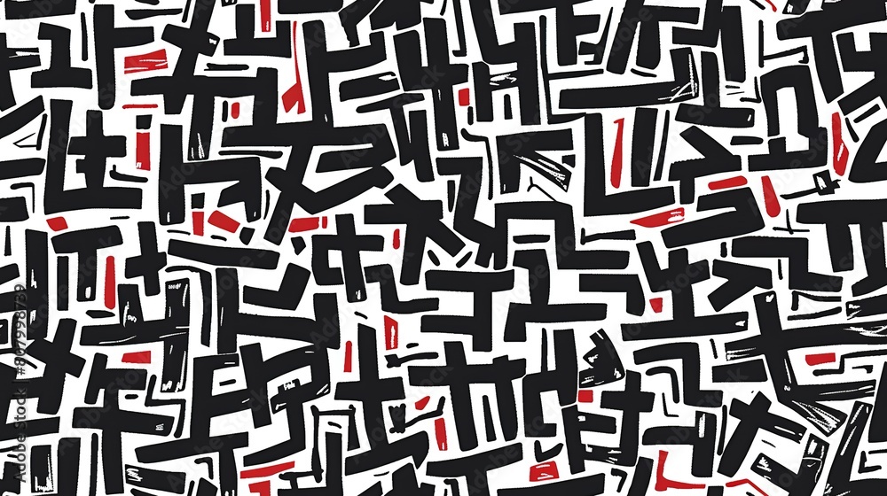 red black white complex line pattern maze style with grungy texture, creative banner background , Generative Ai red black white complex line pattern maze style with grungy texture, creative banner background , Generative Ai