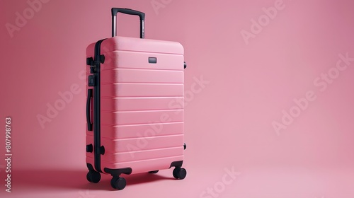 Pink Hard-Shelled Suitcase with Black Wheels: Travel in Style