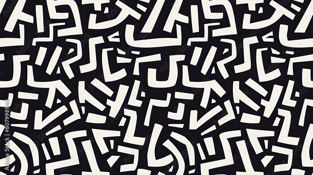 black white complex line pattern maze style  with grungy texture,  creative banner background , Generative Ai
