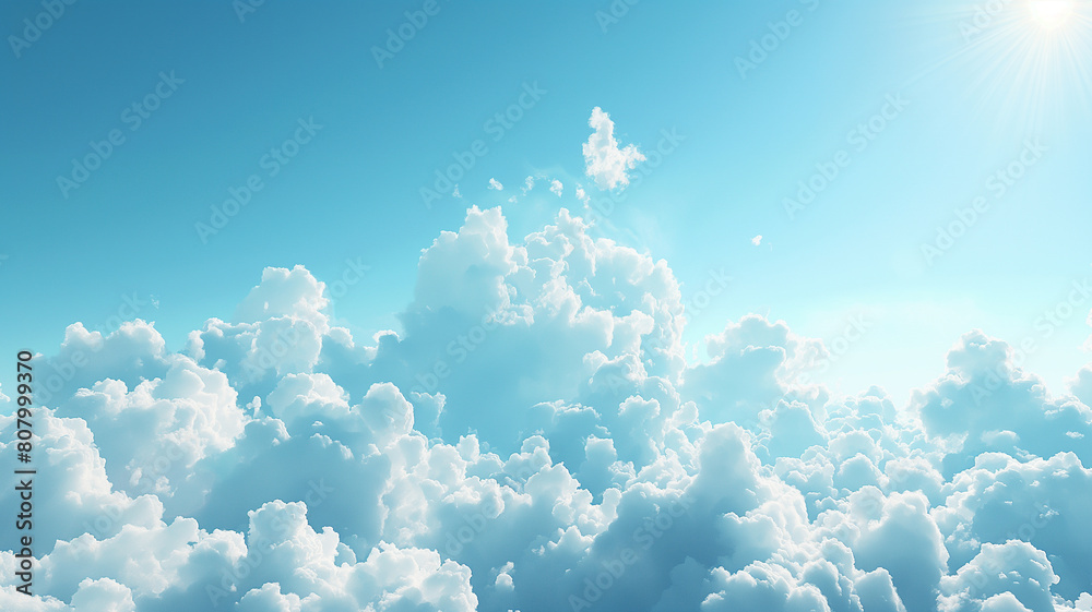 The sky is filled with clouds, and the blue color is very bright The sky is filled with clouds, and the blue color is very bright