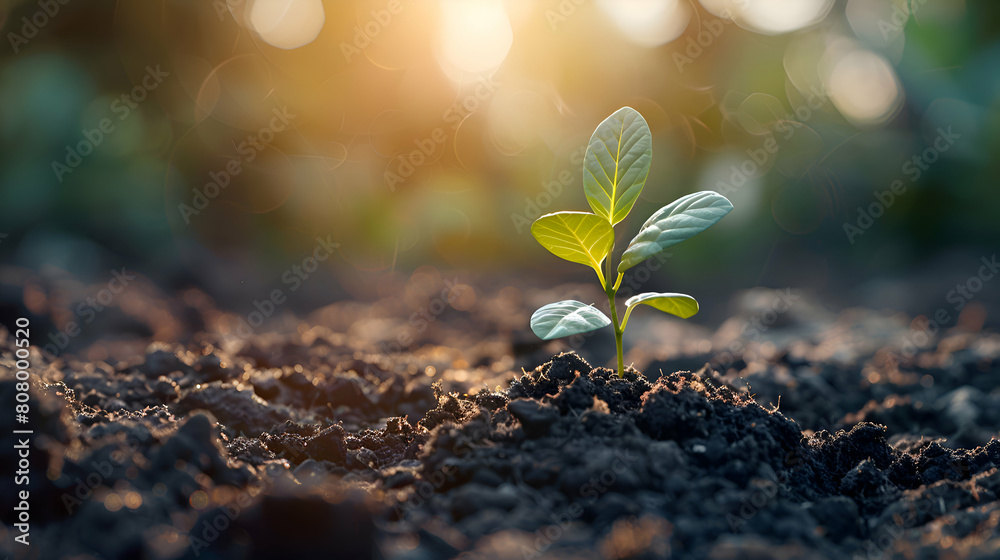 Vibrant Photo Realistic Seedling Icon Planted in Soil, Symbolizing Reforestation and Environmental Balance Concept