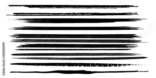 Set of wavy horizontal lines. Marker hand-drawn line border set and scribble design elements. Lines hand drawn paint brush stroke. Vector set isolated on white. Hand drawn scribble modern