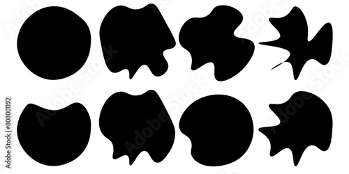 Random abstract liquid organic black irregular blotch shapes flat style design fluid vector illustration set banner simple shape template for presentation design, flyer, isolated on white arts