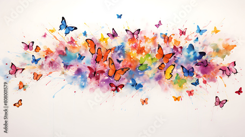 A chaotic yet beautiful watercolor splash that captures the essence of a butterfly's flight