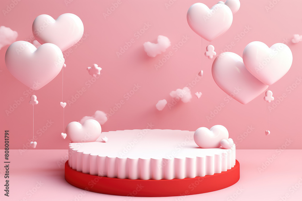Romantic Celebration Platform with Floating Hearts Romantic Celebration Platform with Floating Hearts
