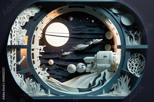 Intricate Paper Art of a Sci-Fi Space Adventure