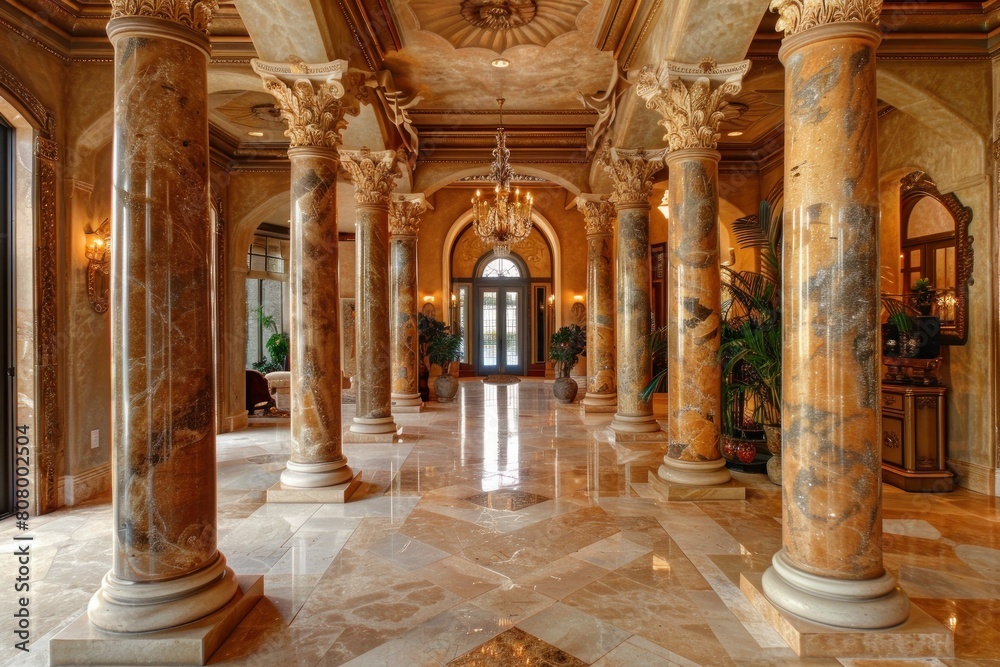 Grand Hallway with Luxurious Marble Columns