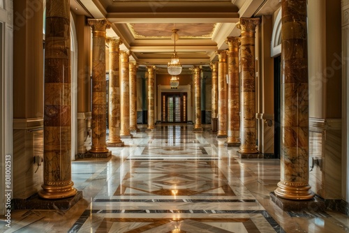 Grand Hallway with Luxurious Marble Columns
